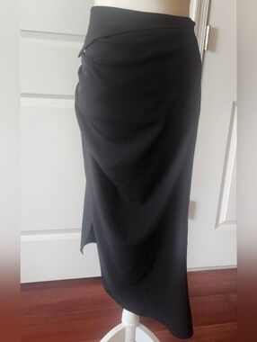 Beulah Black Draped Midi Skirt